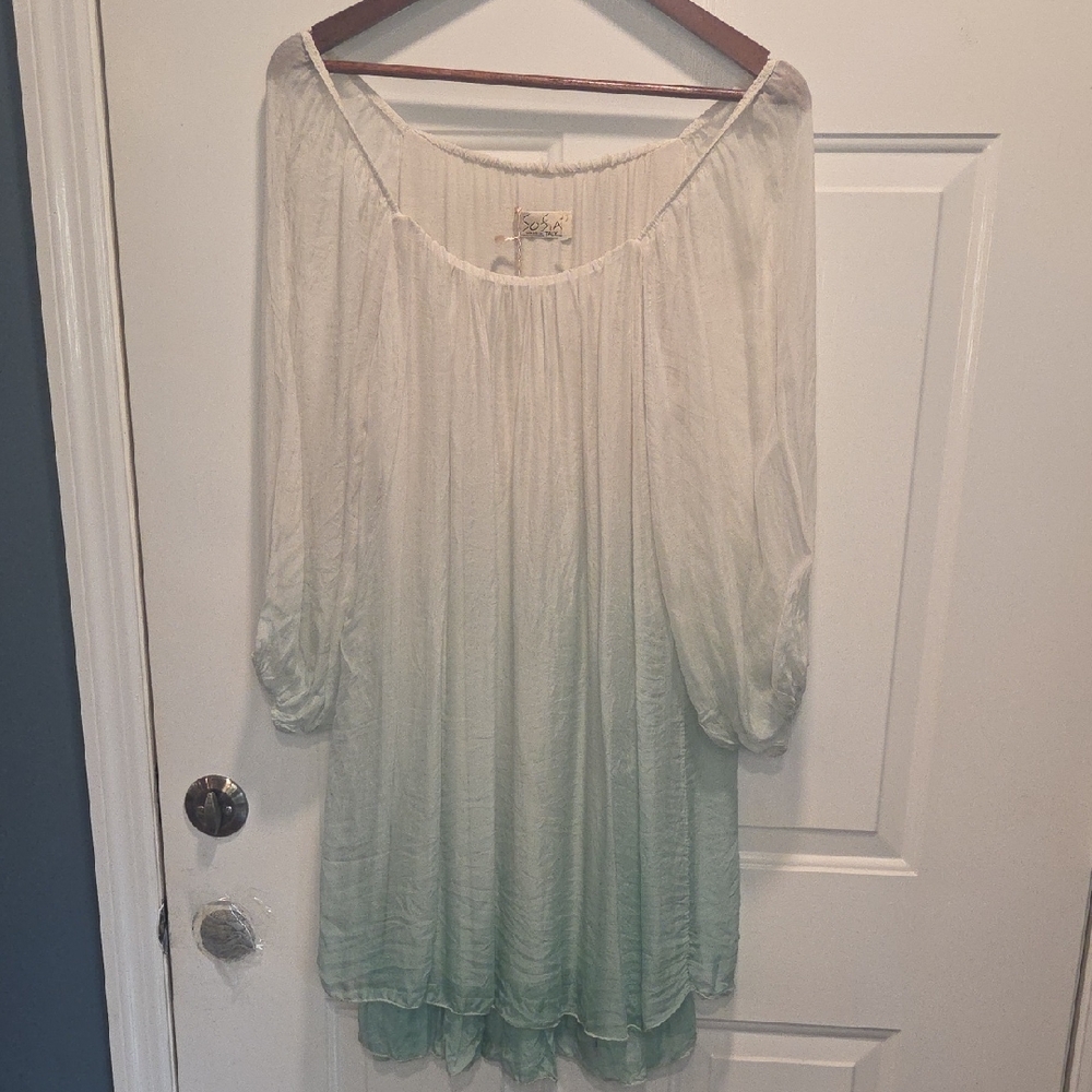 NWT Sofia Made In Italy Silk Ombre Cover Up Dress One Size